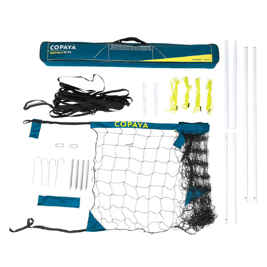 Set (filet et poteaux) de beach volley loisir bv 500 (6m) bleu