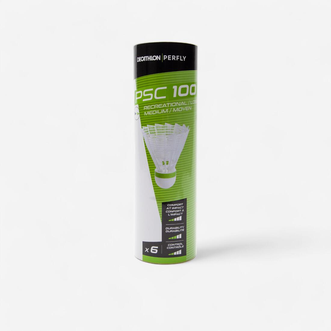 Lot De 6 Volants De Badminton En Plastique PSC 100 Medium