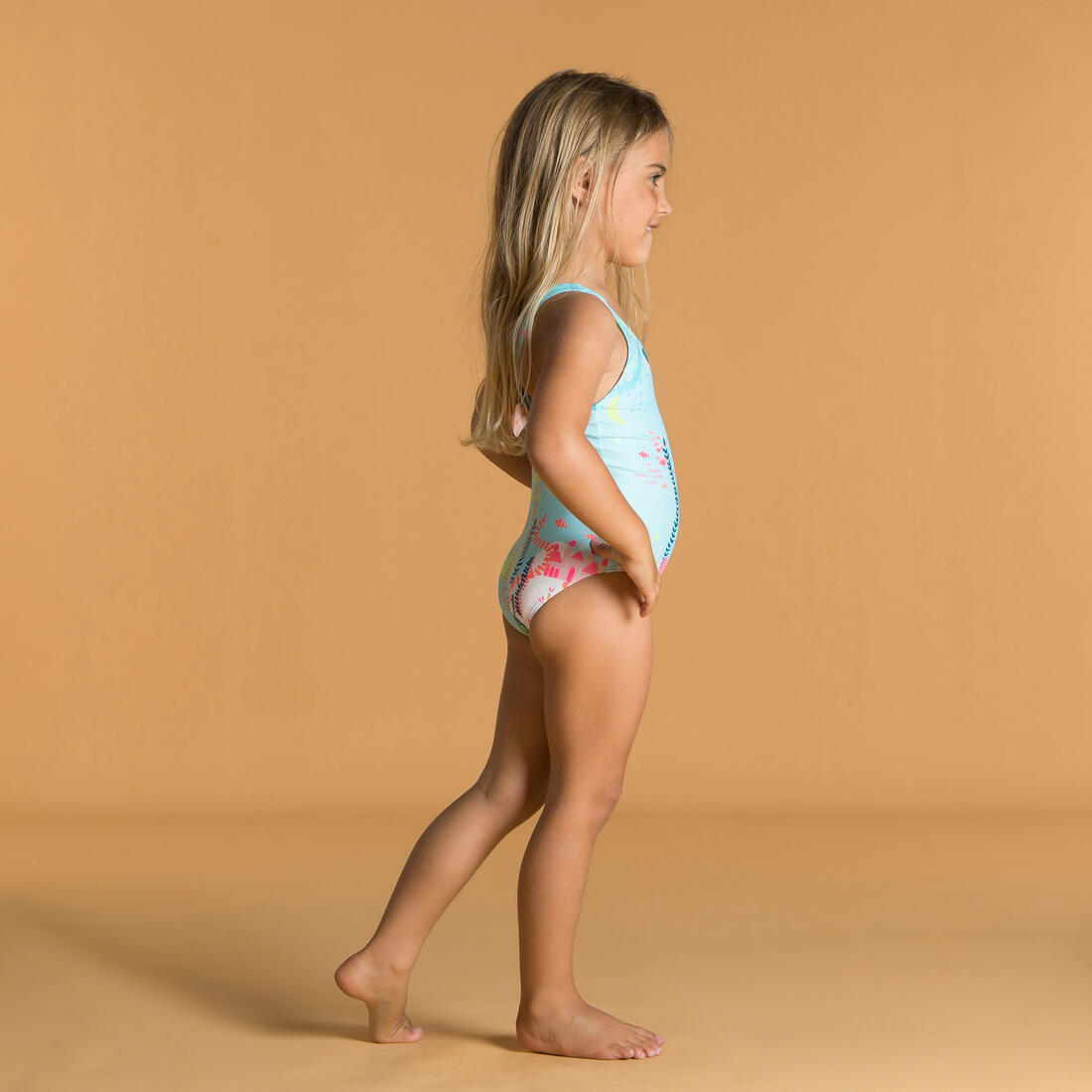 Maillot de bain 1 pièce bébé fille rose imprimé rayures