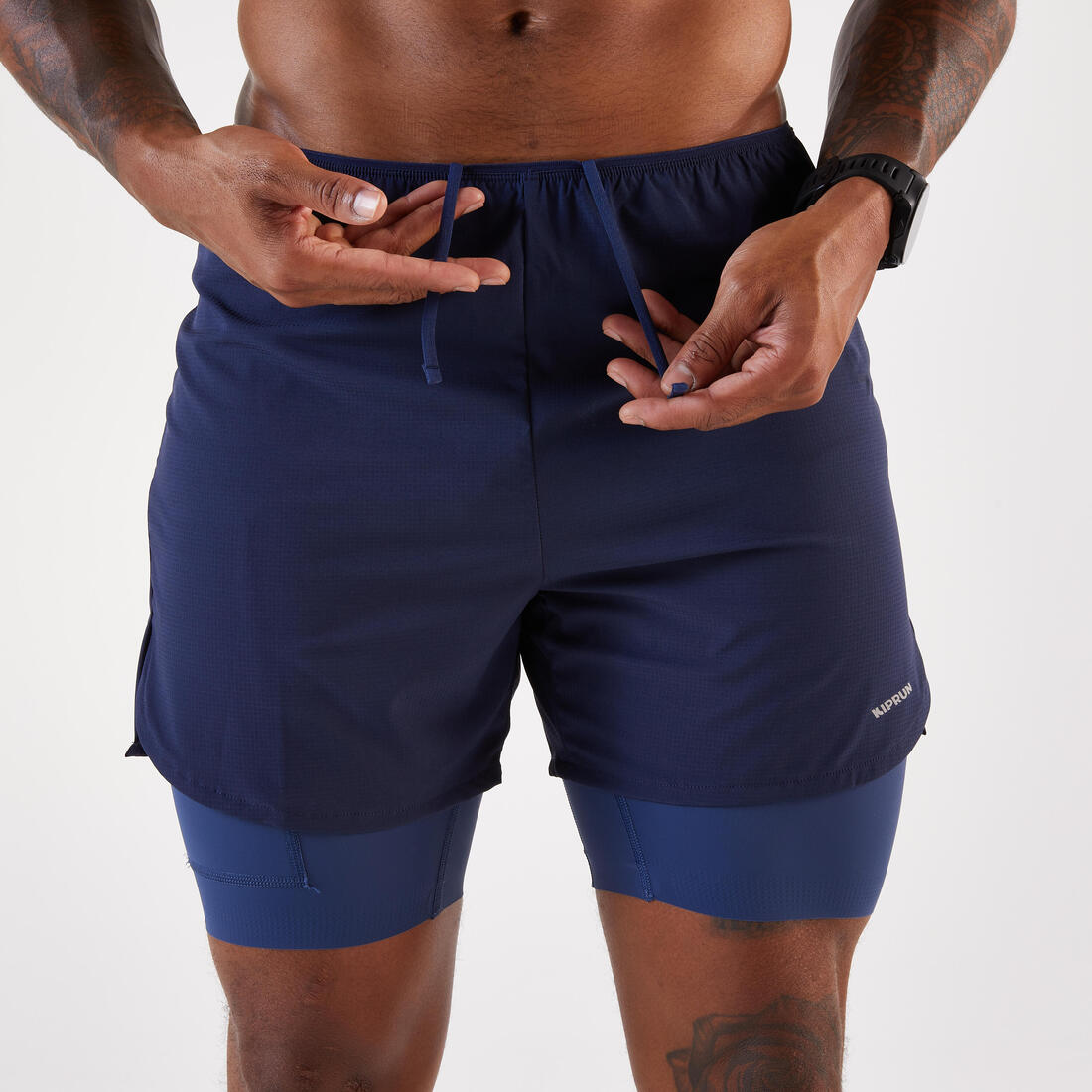 Short 2 en 1 de running Homme, Kiprun Run 500 Confort