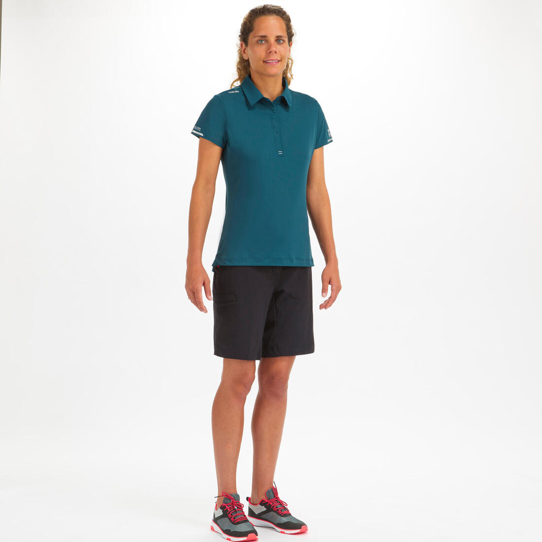 Polo manches courtes de voile femme Race rose pâle