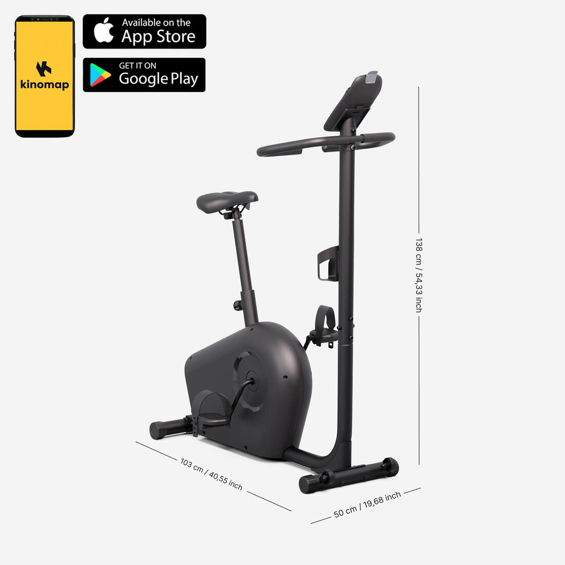 Vélo d'appartement avec résistance motorisée, EB140 B, garanti par Decathlon