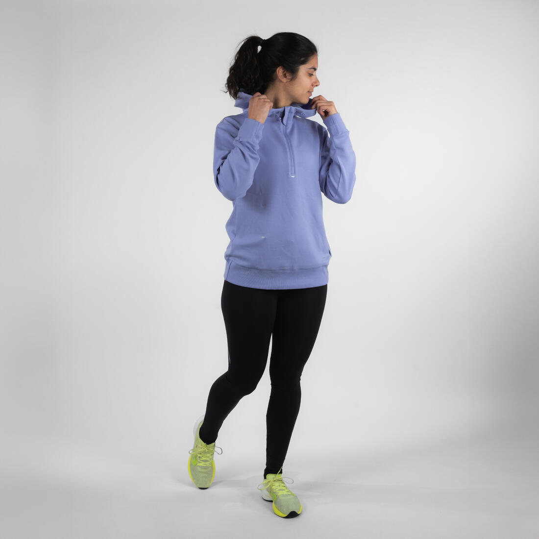 Sweat à capuche de running Femme - KIPRUN Run 500 Warm Lilas pastel