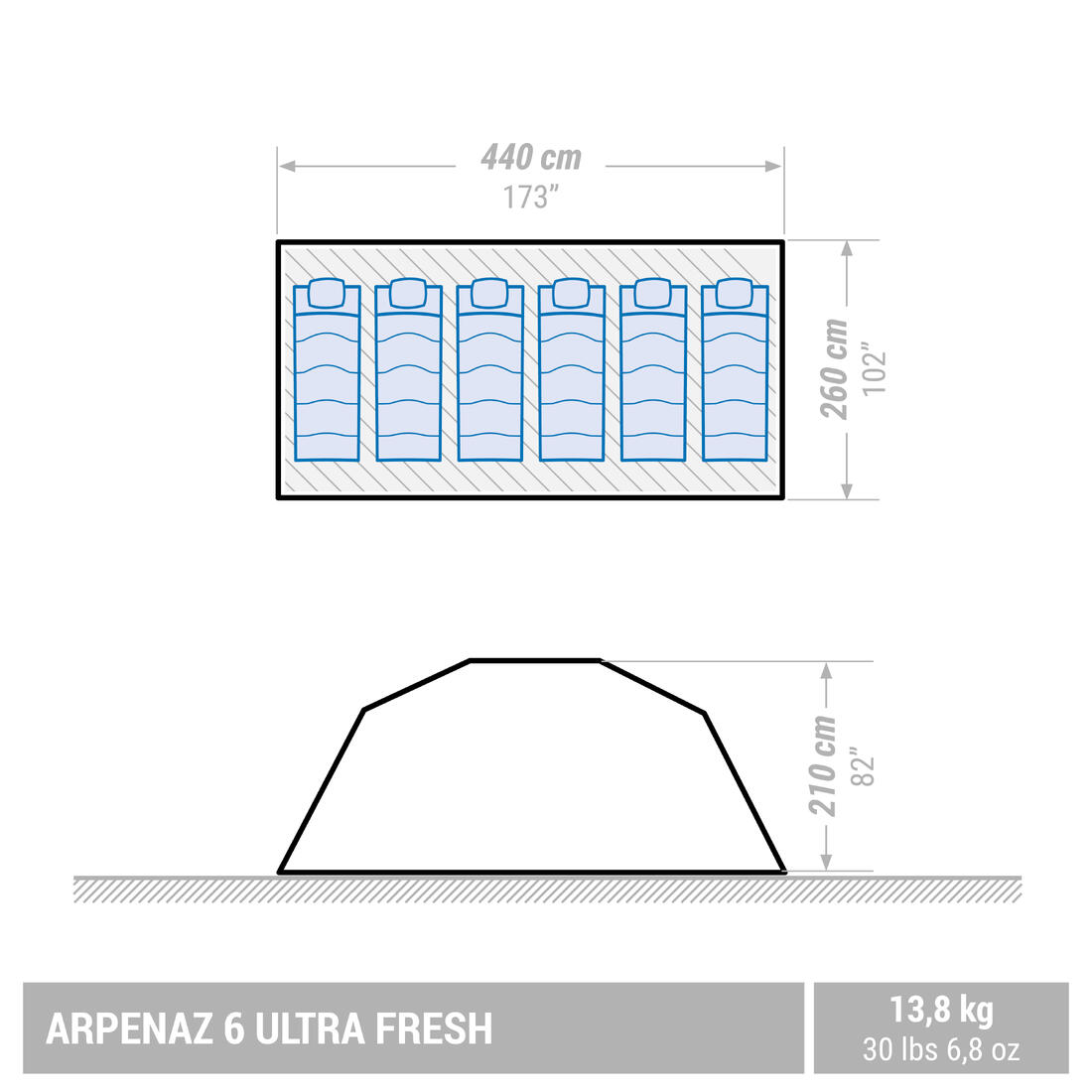 Tente à arceaux de camping - Arpenaz 6 ULTRAFRESH - 6 Places