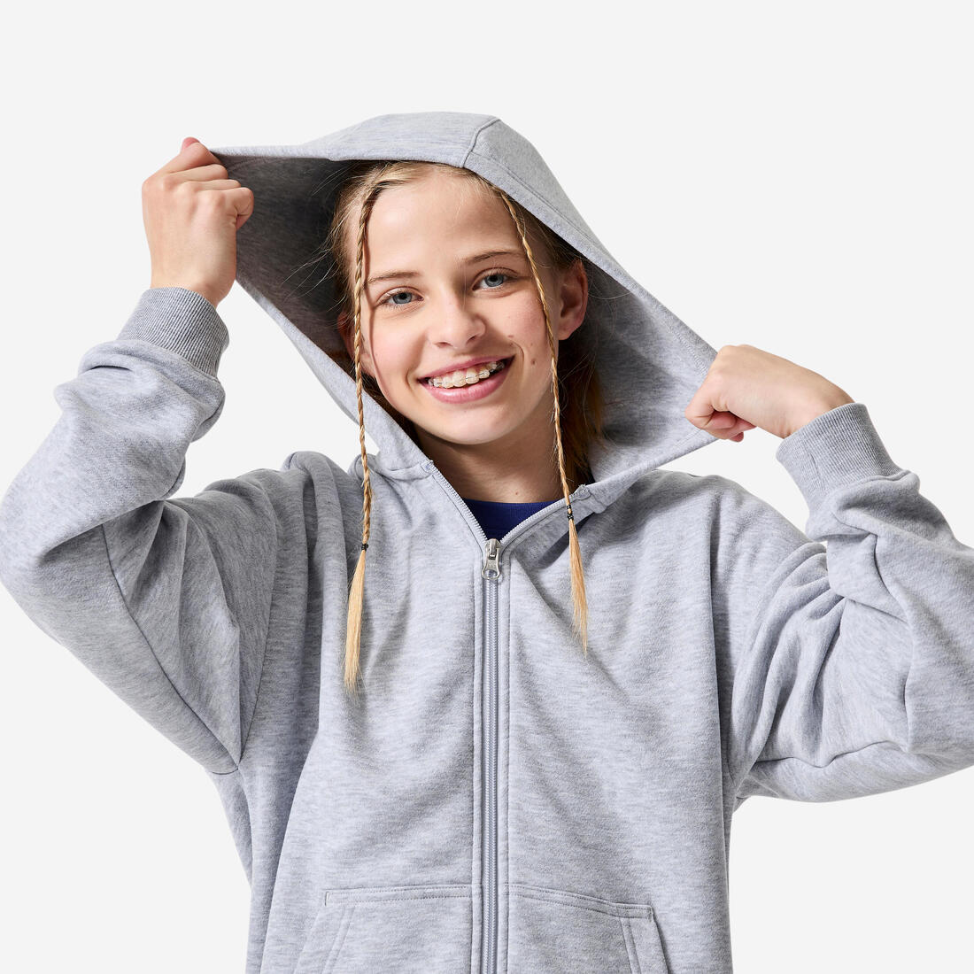 Sweat loose zippé avec capuche foncé