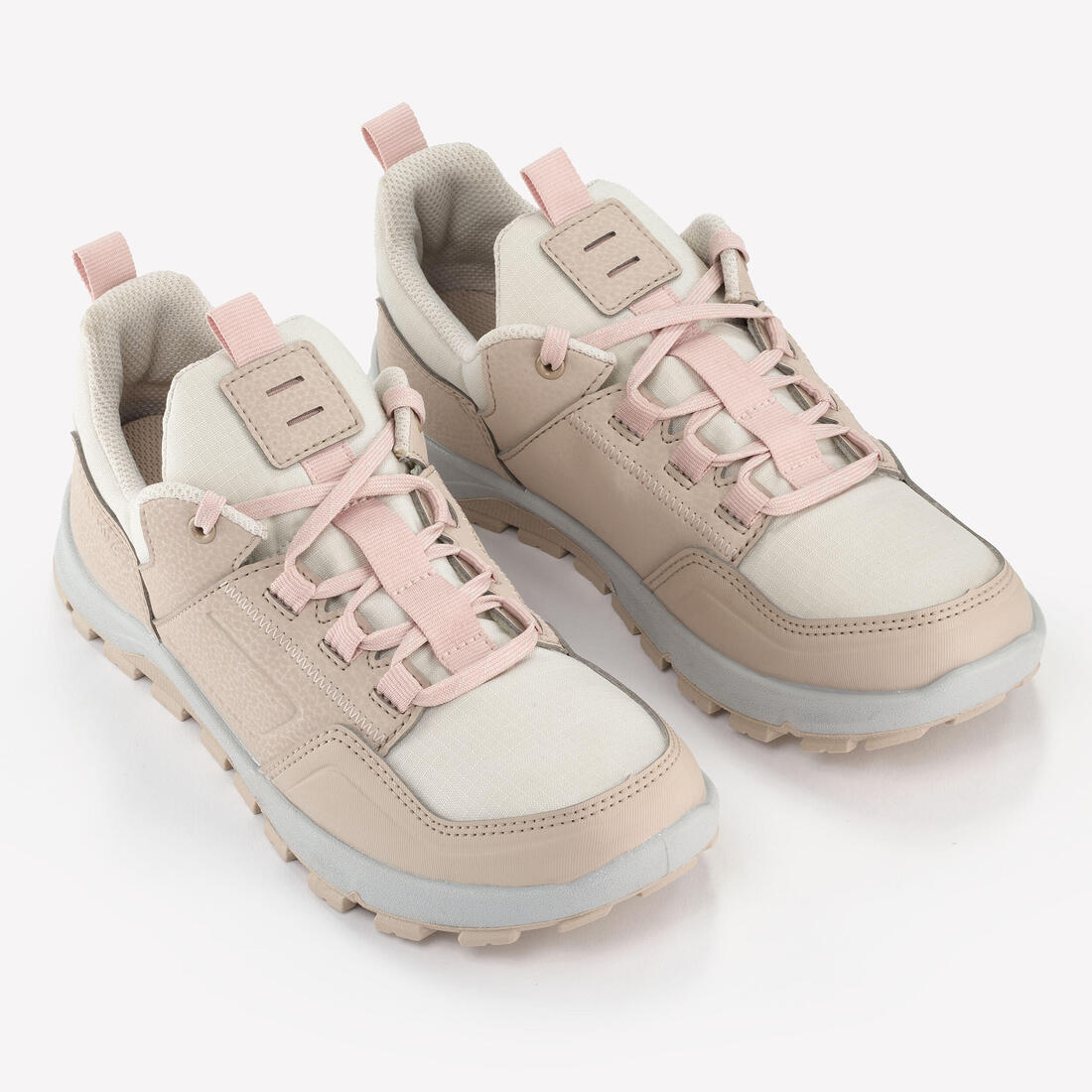 Chaussures de randonnée à lacets déperlantes 35 au 38 enfant, NH500 beige