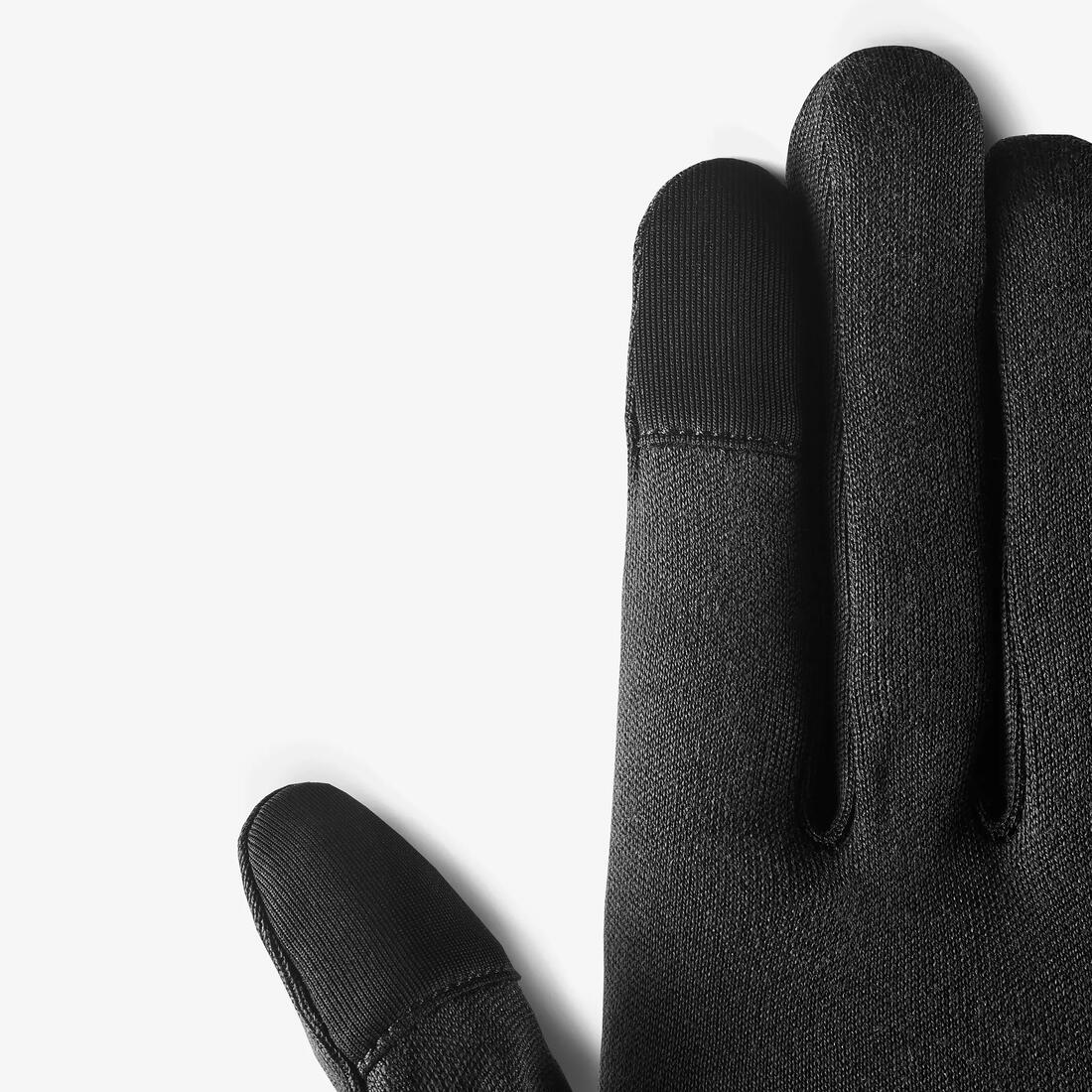 Sous-gants en soie de trekking montagne - MT 500 noir - adulte
