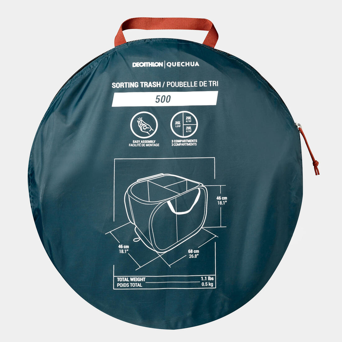 POUBELLE DE TRI DE CAMPING - 3 COMPARTIMENTS - 80 LITRES