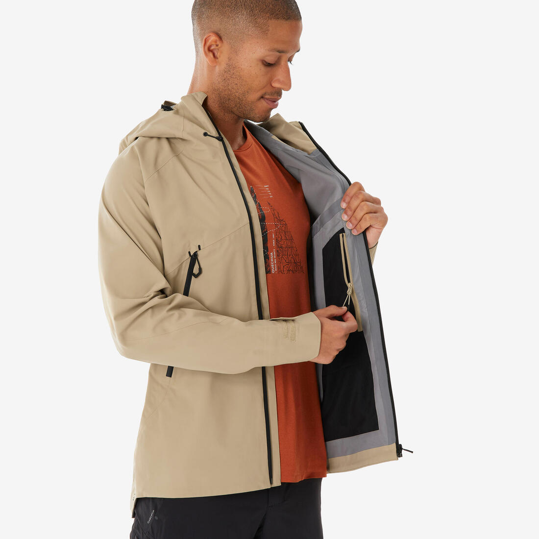 Veste imperméable et respirante de randonnée homme, MH500