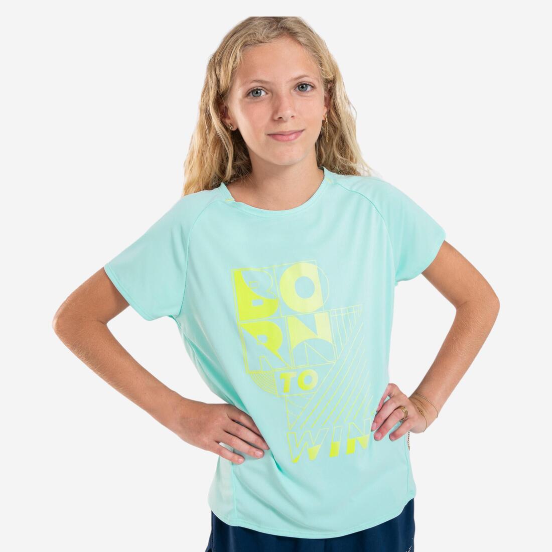 T-shirt de running respirant Fille - KIPRUN DRY+ 500 pastel