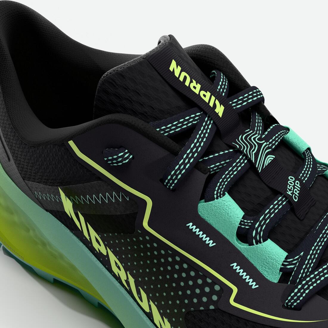 Chaussures de Running Trail et Cross Country Enfant - KIPRUN K500 GRIP noires