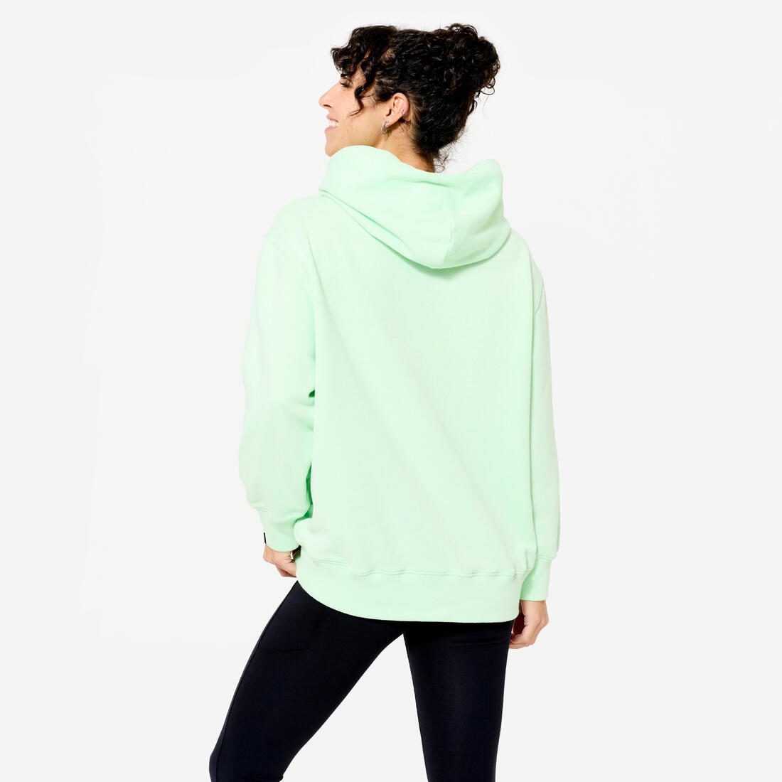 Sweat à Capuche Fitness Oversize Femme 520 - Vert Clair