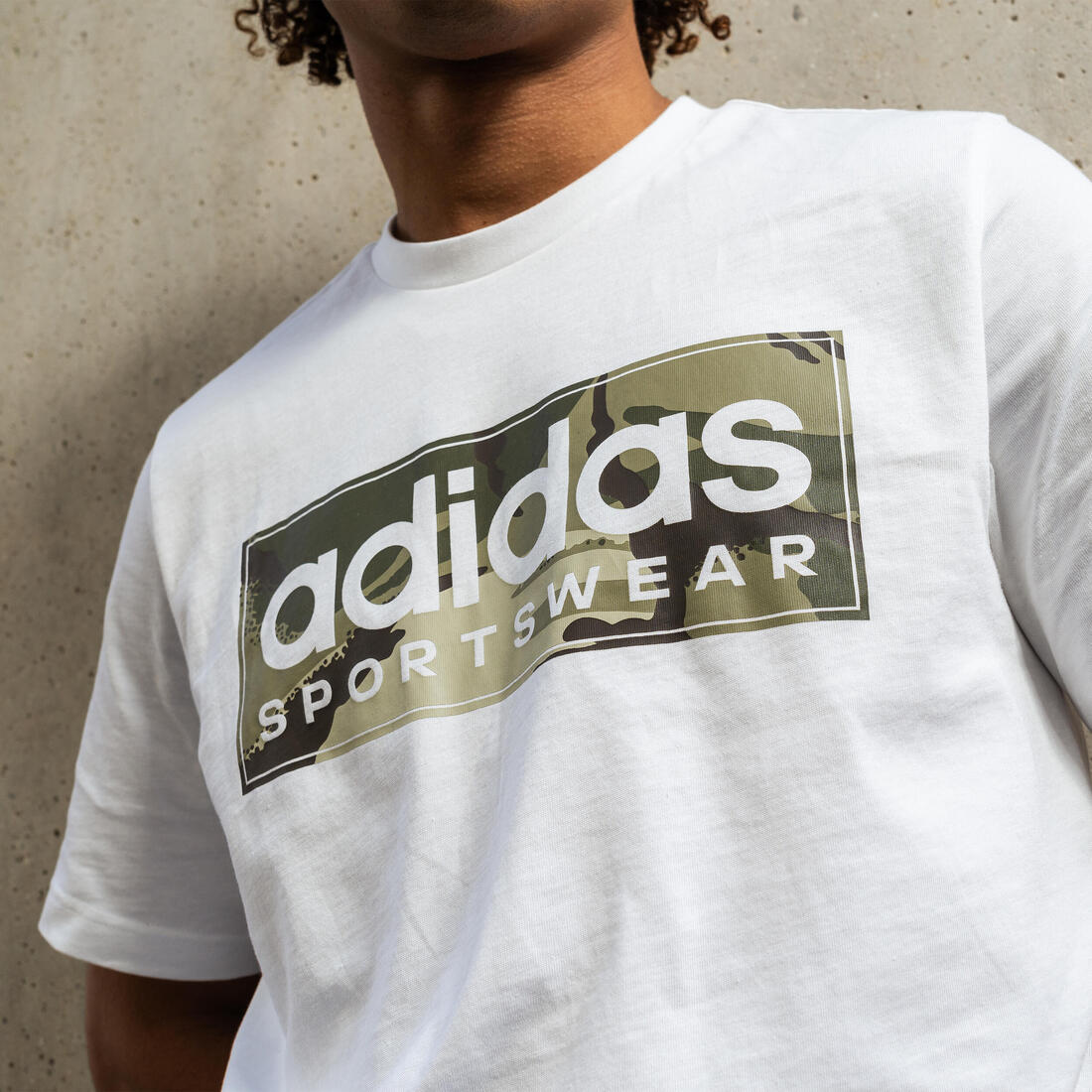 T-SHIRT CAMO DE FITNESS SOFT TRAINING ADIDAS HOMME BLANC