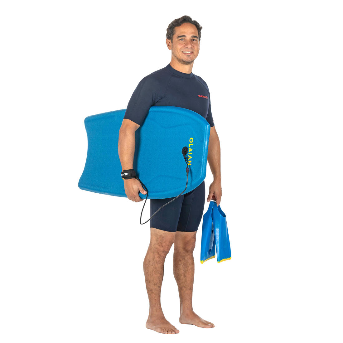 Bodyboard 100 rose bleu avec leash poignet - Taille 39''
