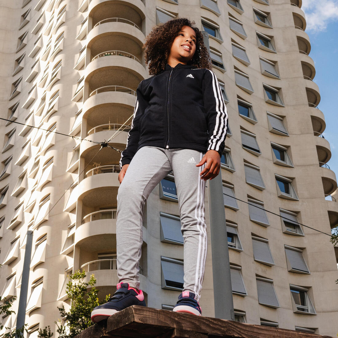 Baskets à scratch enfant - ADIDAS TENSAUR bleu/rose