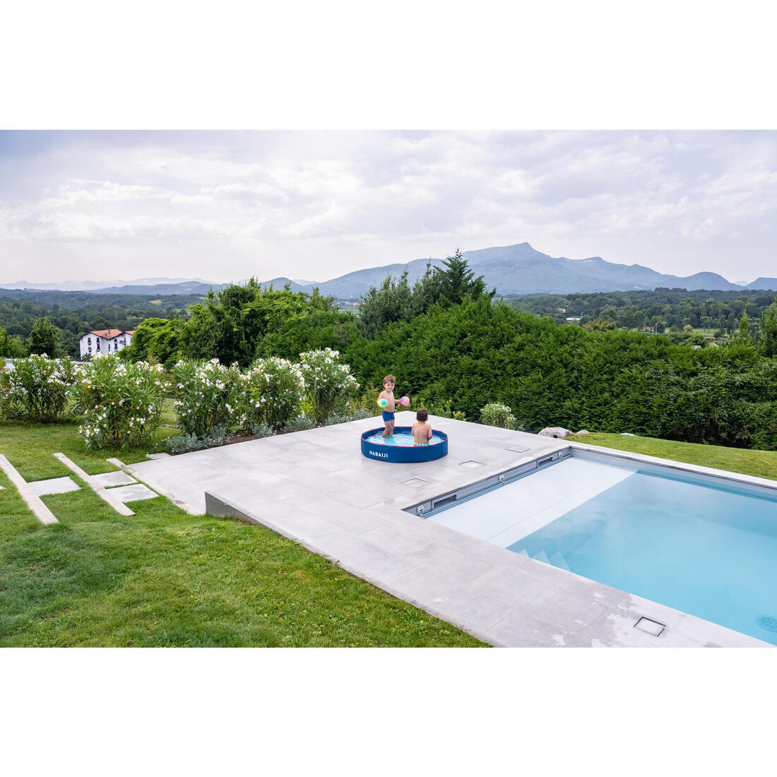 Piscinette enfant TIDIPOOL + bleu avec sac de transport étanche 120 cm diamètre