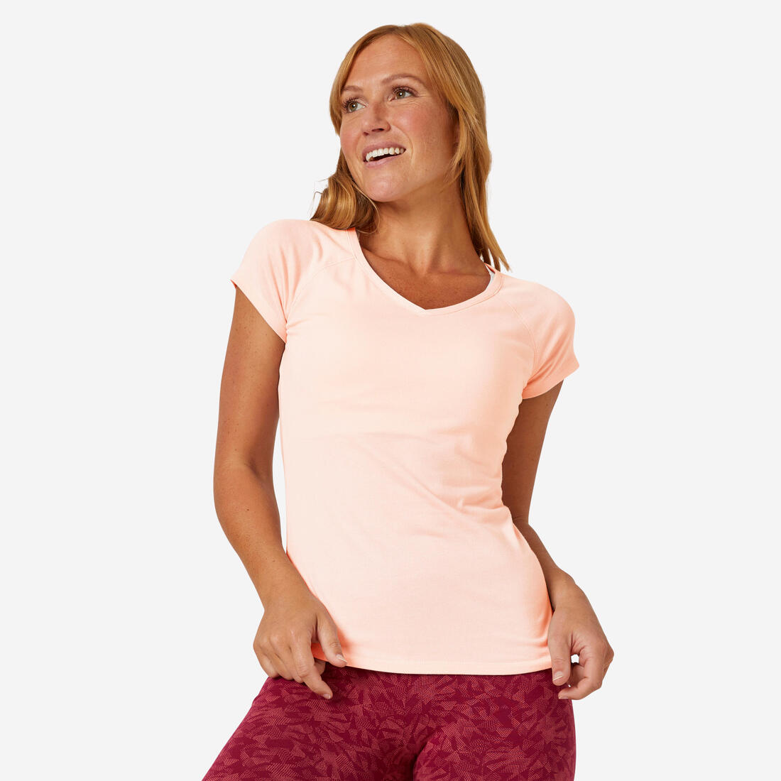 T-shirt Col V fitness Femme - 500