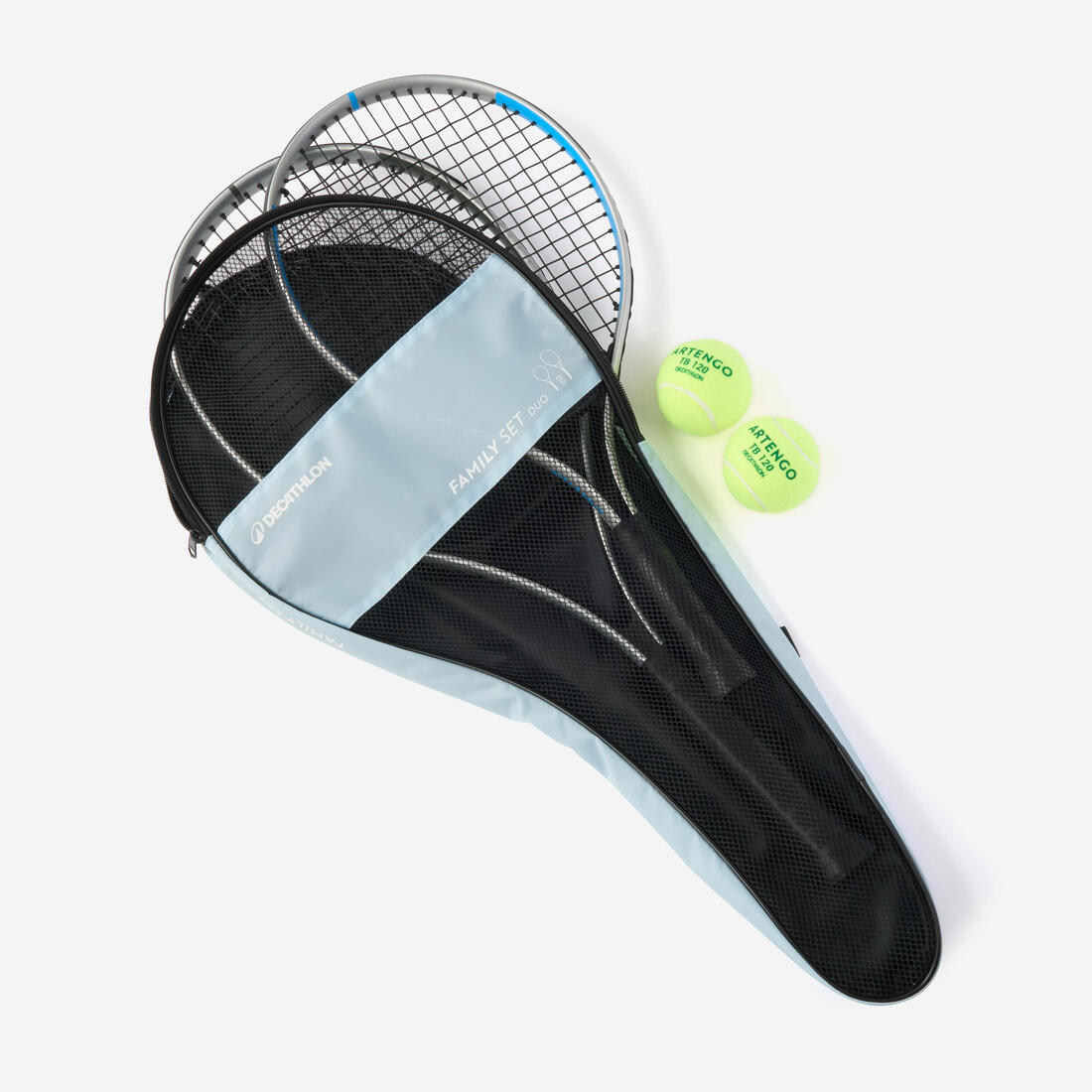 Set 2 raquettes de tennis adulte et enfant, Set family essential bleu