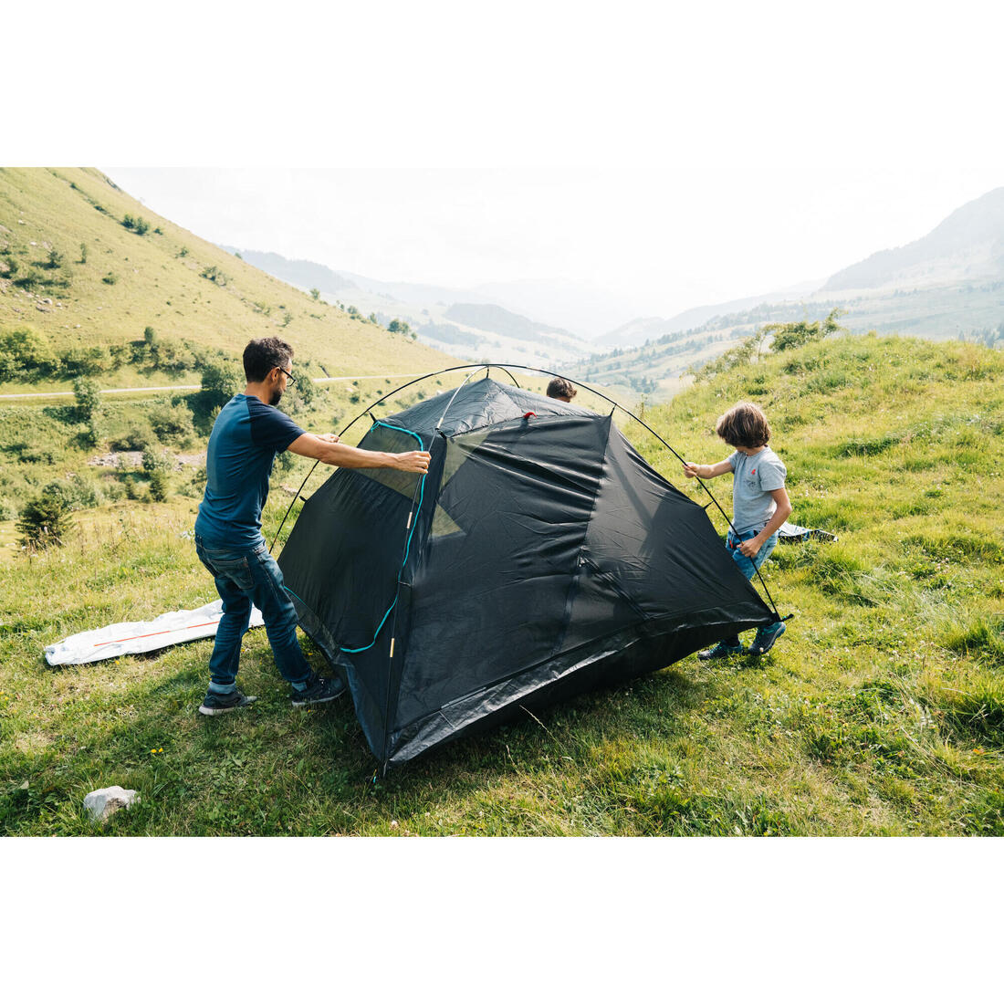 Tente de camping 3 places, MH100 Fresh & Black