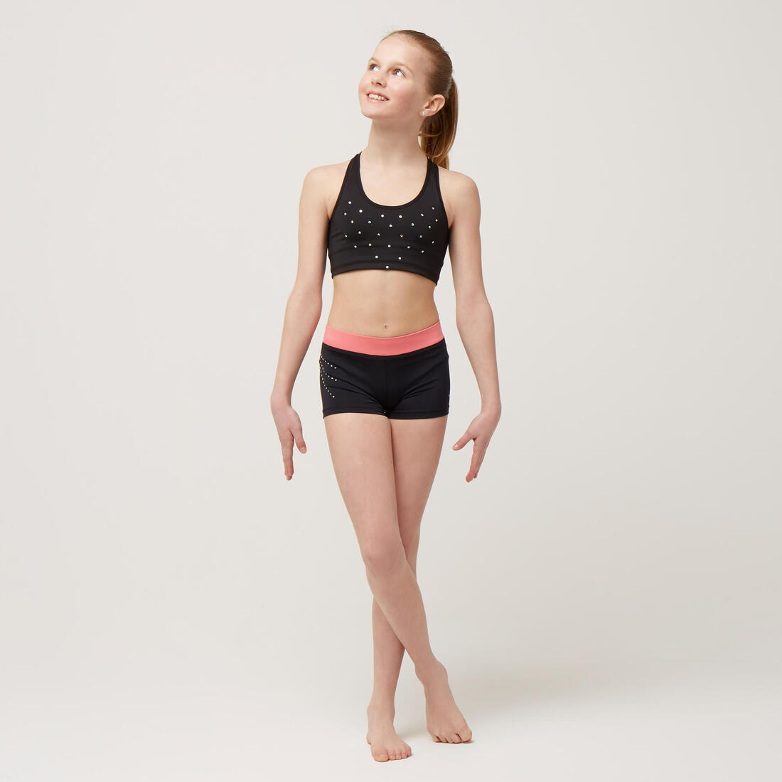 Brassiere gym noire fille 500
