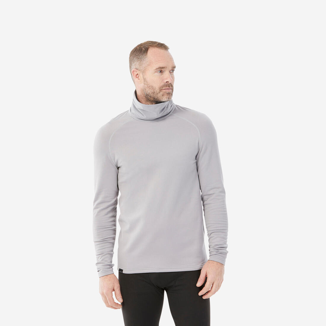 Sous-vêtement de ski à col roulé chaud et respirant homme, BL 500 bleu foncé – gris silex