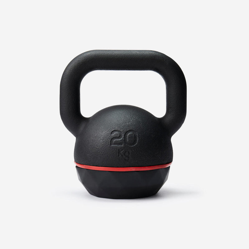 Kettlebell en fonte et base caoutchouc 20 kg, fonte en partie recyclée