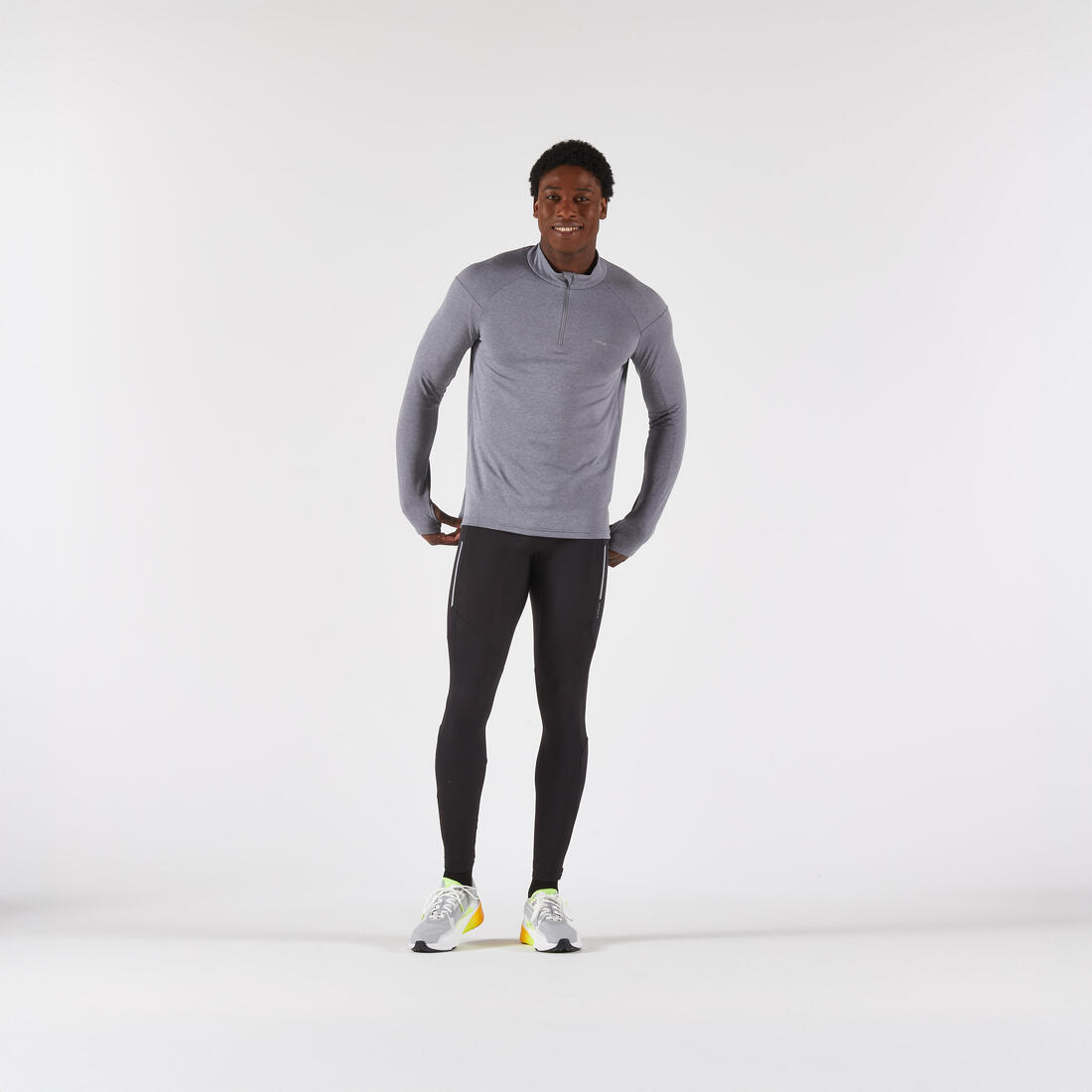 T-shirt manches longues demi zip chaud et respirant Homme, Kiprun Run 100