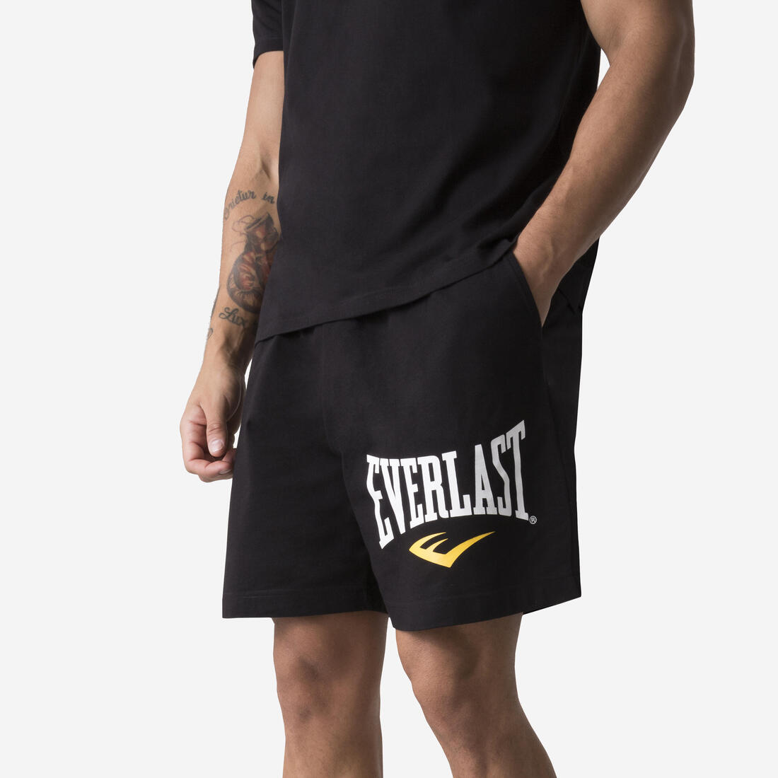 Short en coton pour homme, noir