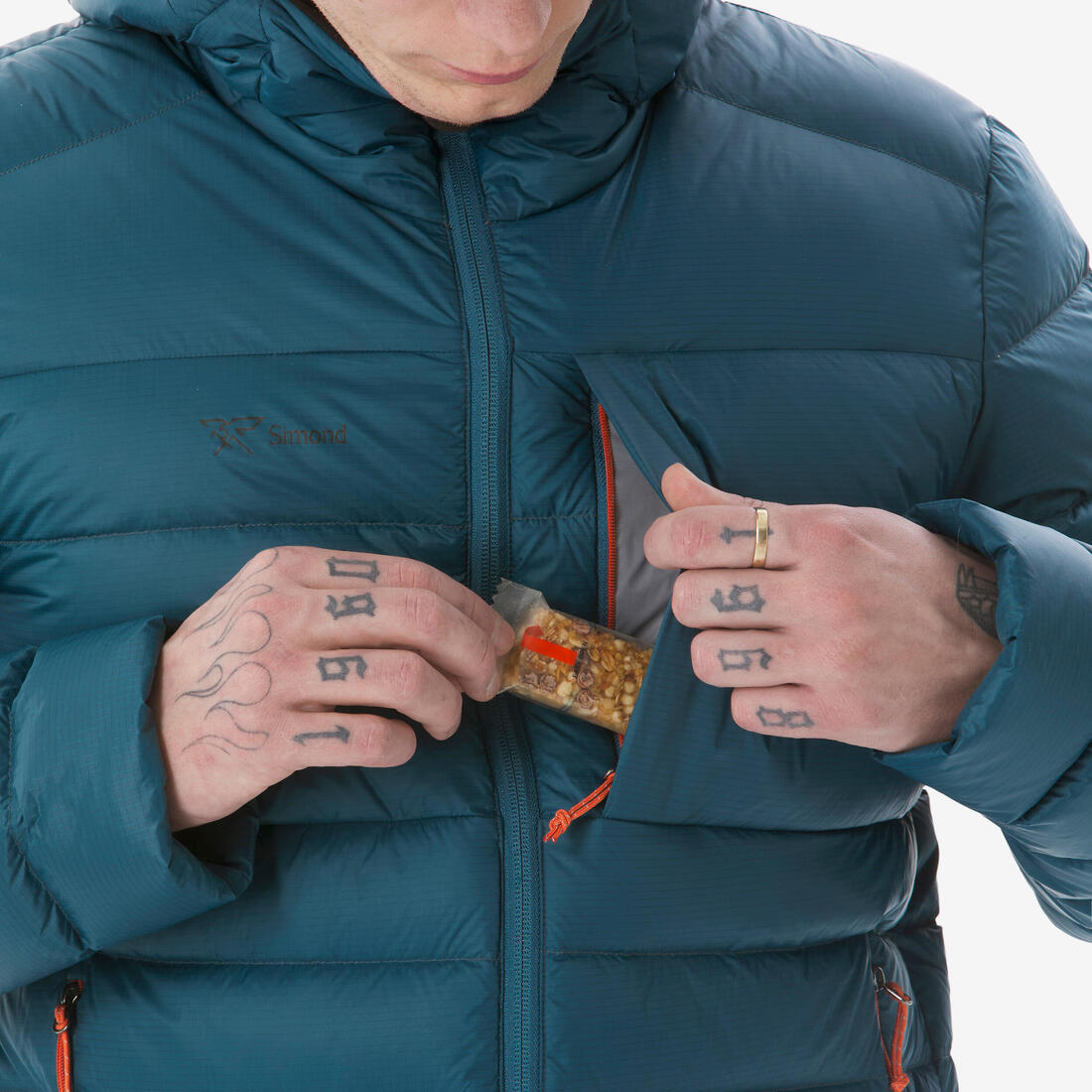 Doudoune à capuche en duvet de trek montagne - mt500 -10 °c - homme