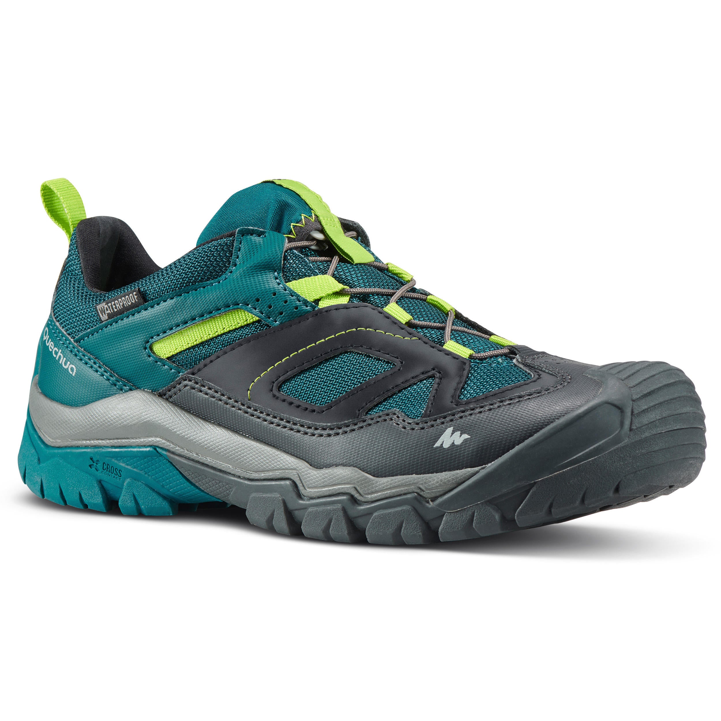 Chaussures imperméables de randonnée enfant avec lacet - CROSSROCK vertes 35-38 – bleu canard