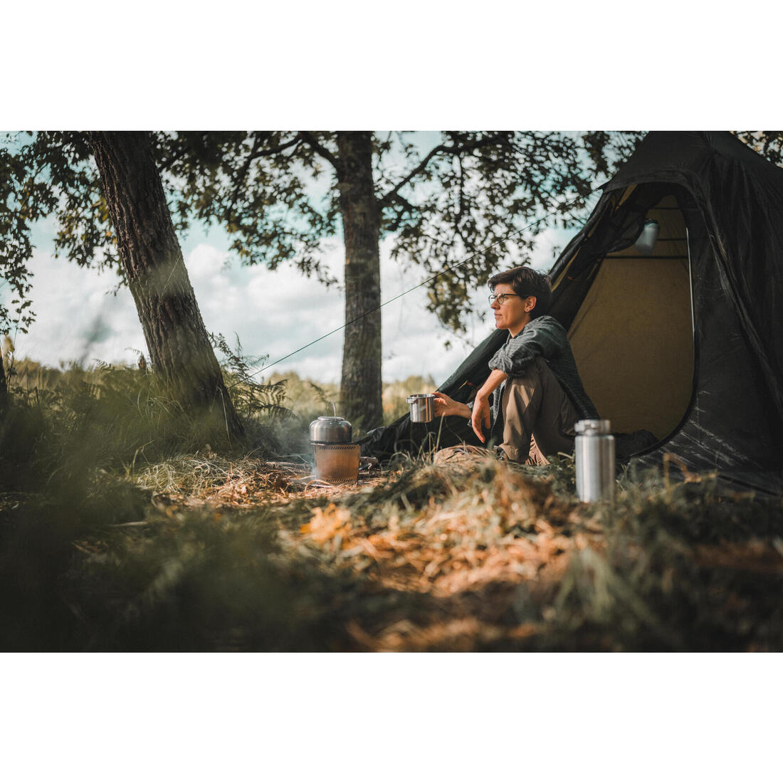 GOURDE Bushcraft bouchon à vis 1L Acier Inoxydable Grise