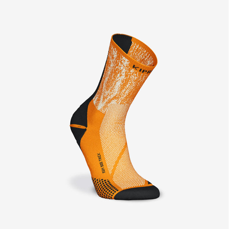 Chaussettes de running KIPRUN run900 épaisses mi-mollet oranges + graf
