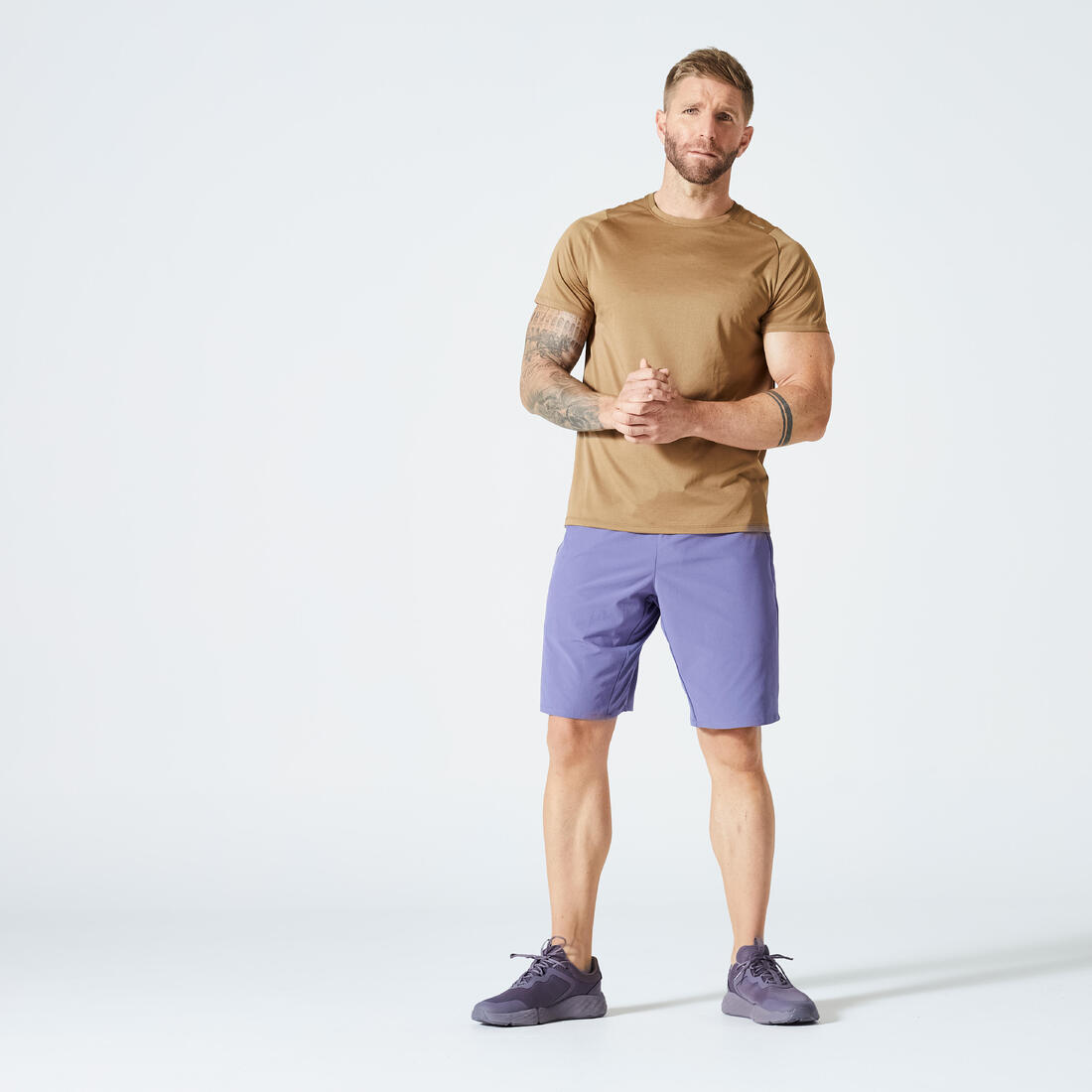 T-shirt de fitness respirant regular col rond homme - mauve
