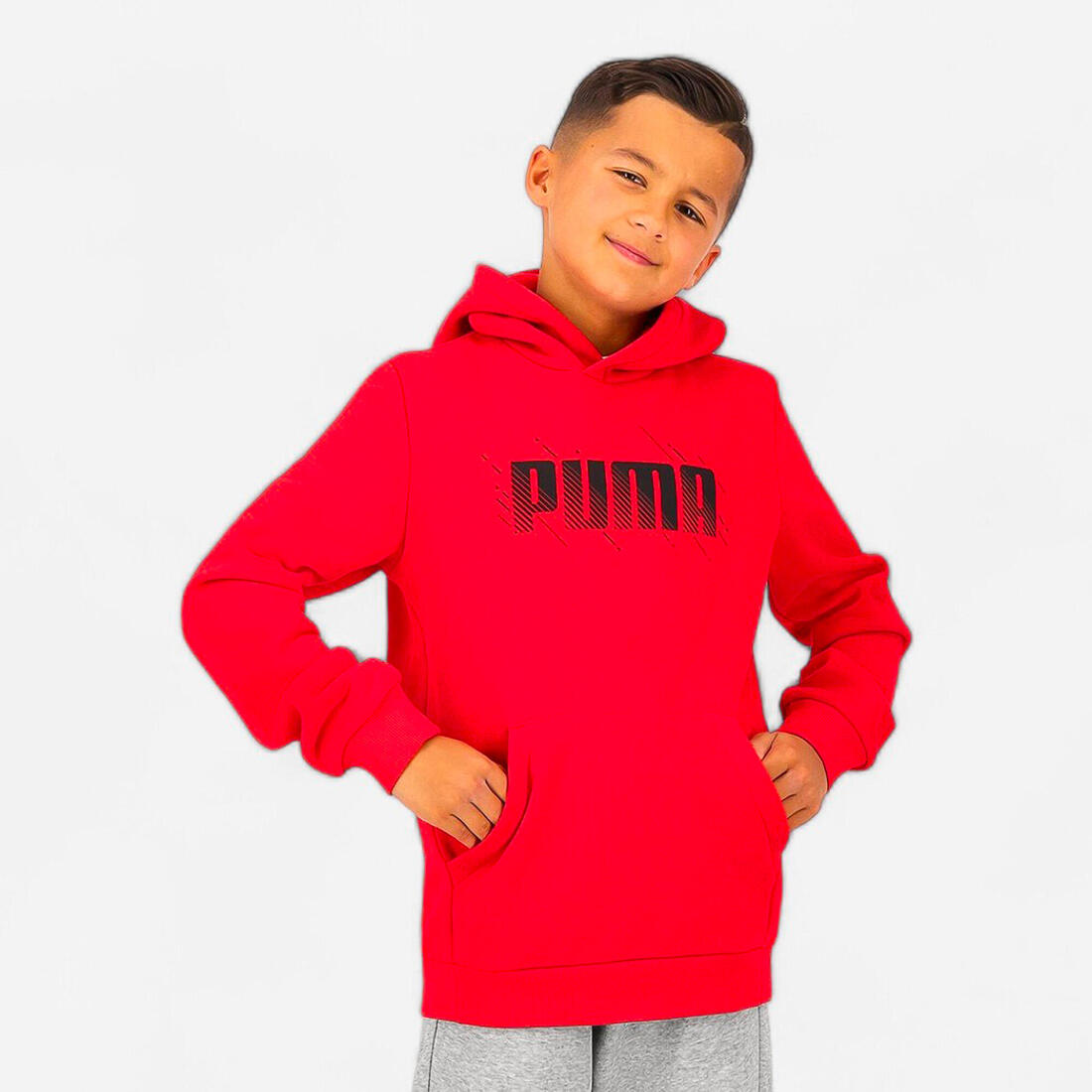 Sweat à capuche imprimé Puma enfant - rouge – Default
