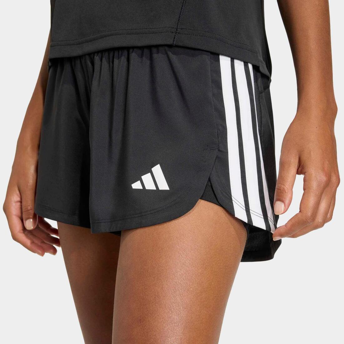 Short de fitness 2 en 1 femme, noir