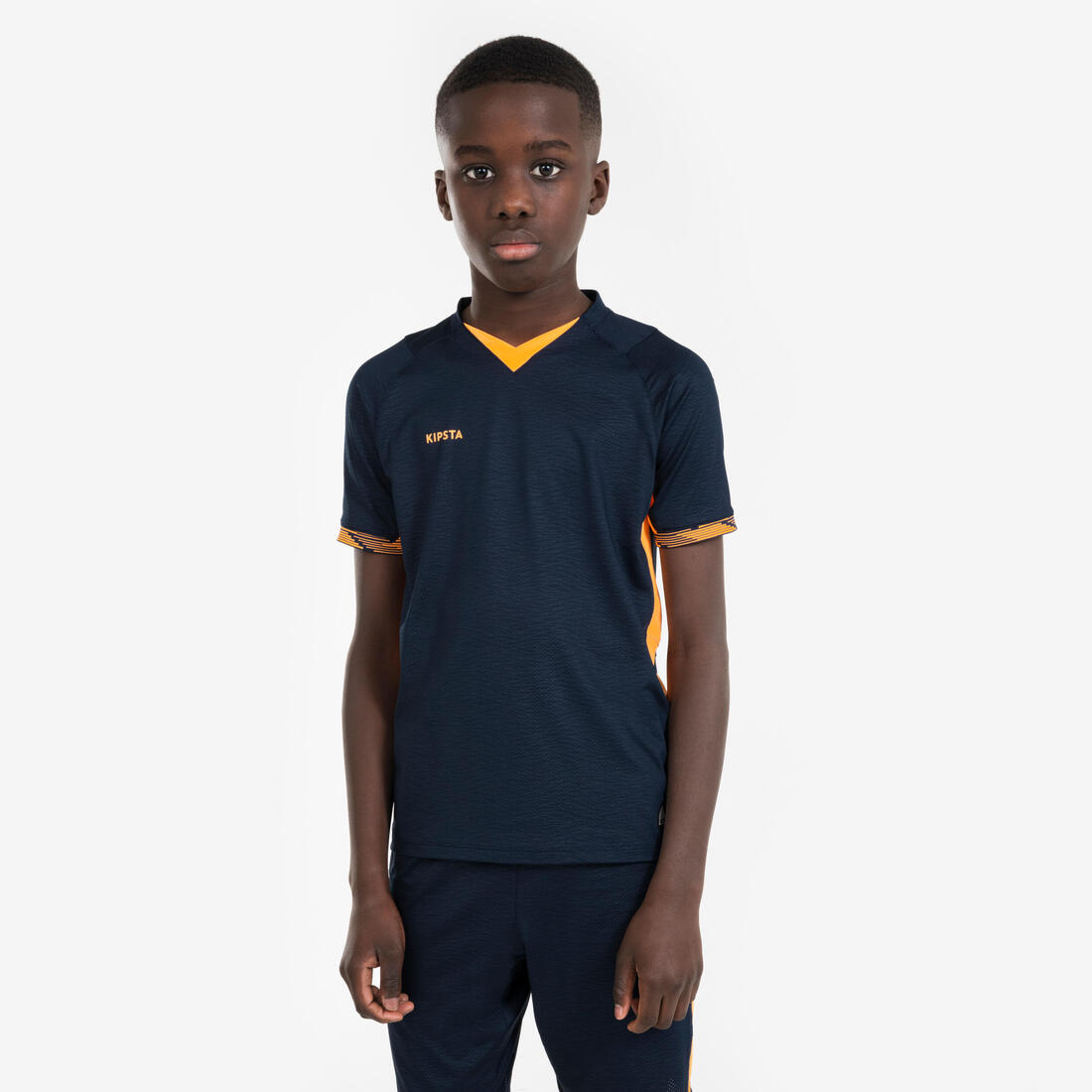 Maillot de football CLR manches courtes Enfant Orange et Marine