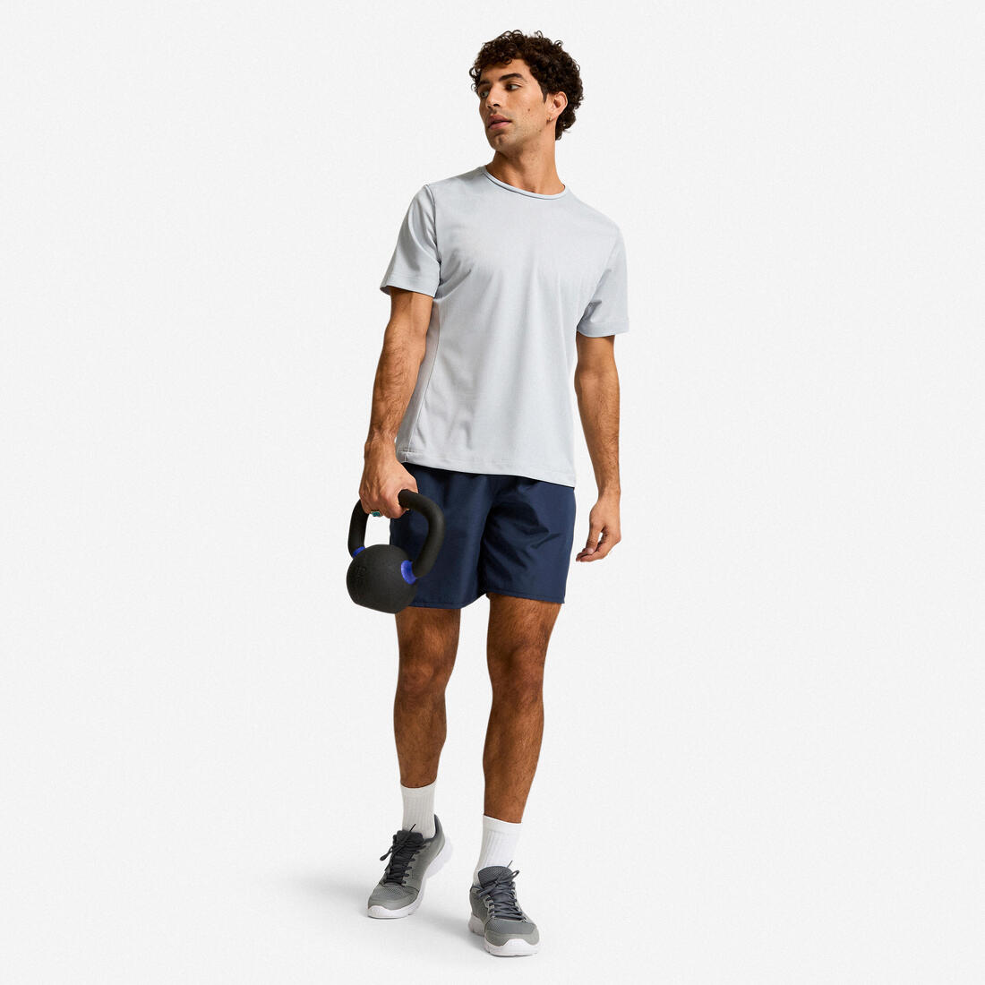Tee-shirt fitness manches courtes, homme gris
