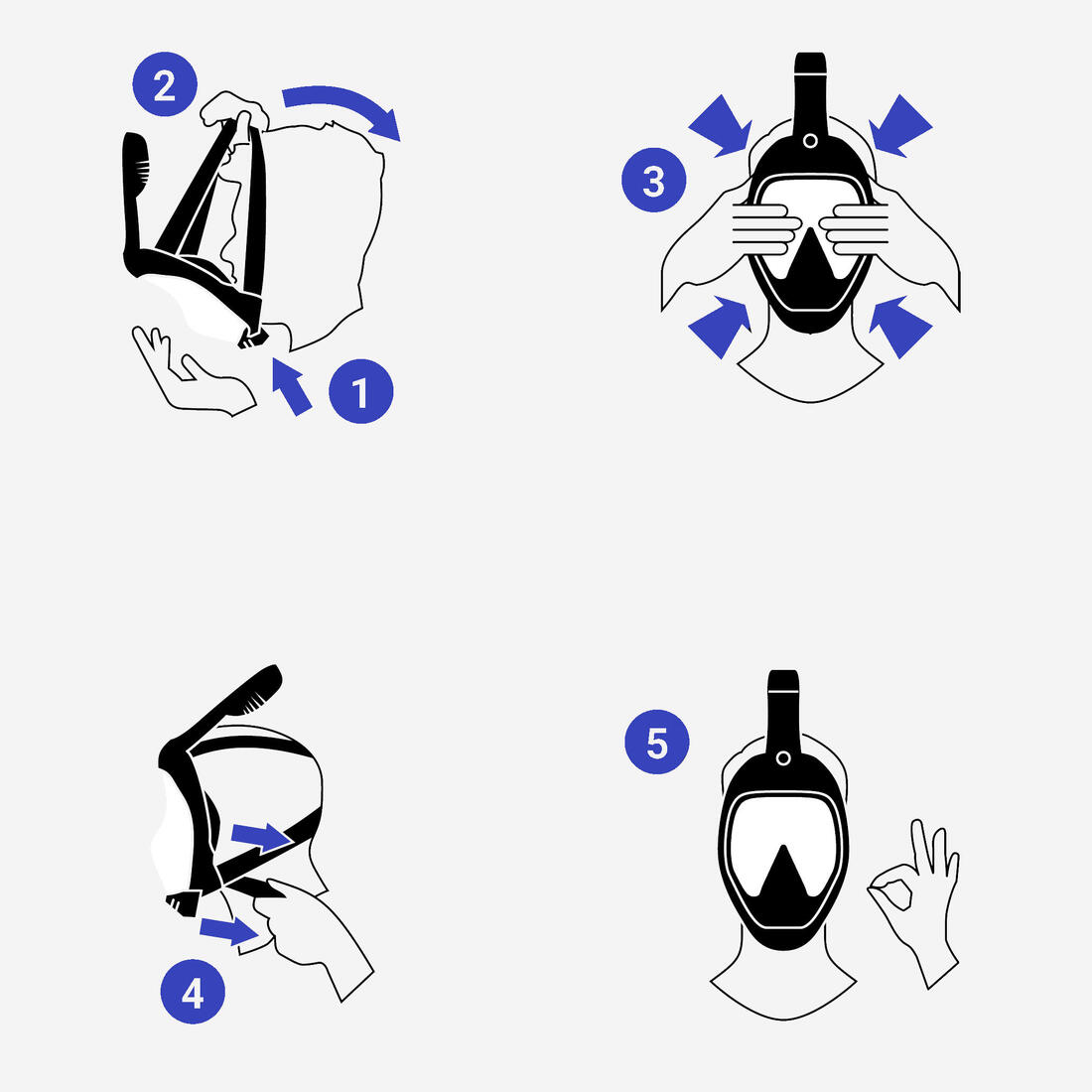 Masque snorkeling surface easybreath + avec valve acoustique > 10 ans - jungl