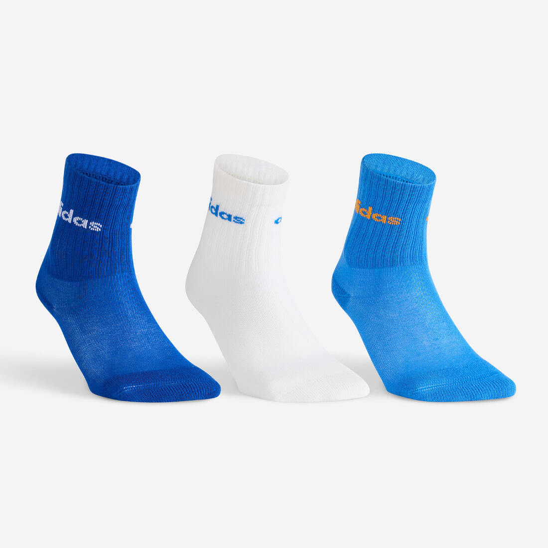 Chaussettes de sport hautes lot de 3 paires enfant, Adidas JR High bleu