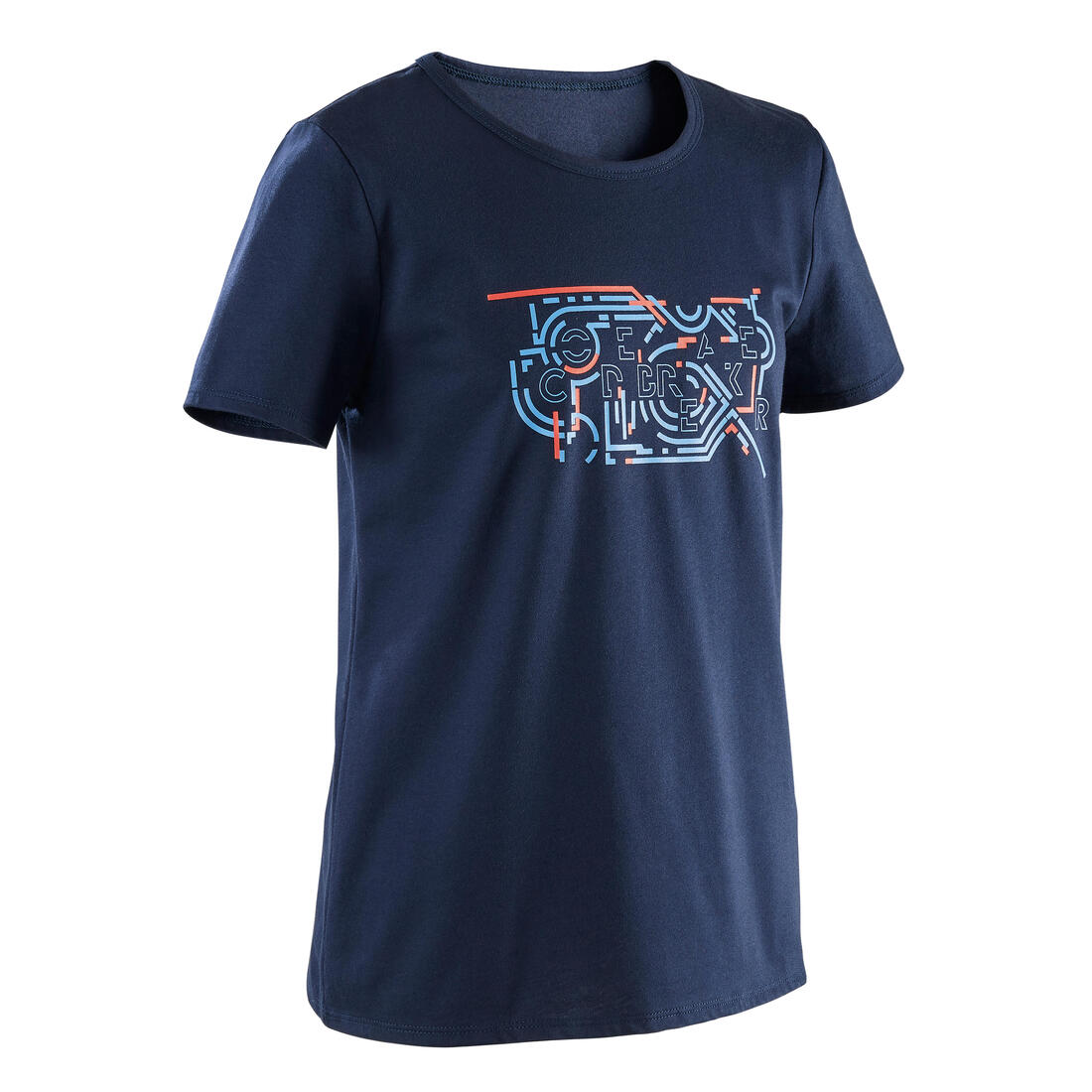 T-shirt enfant coton - Basique bleu jean avec imprimé