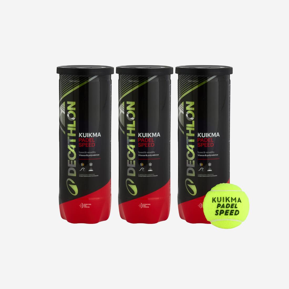 Tripack balles de padel pressurisées - Kuikma PB Speed