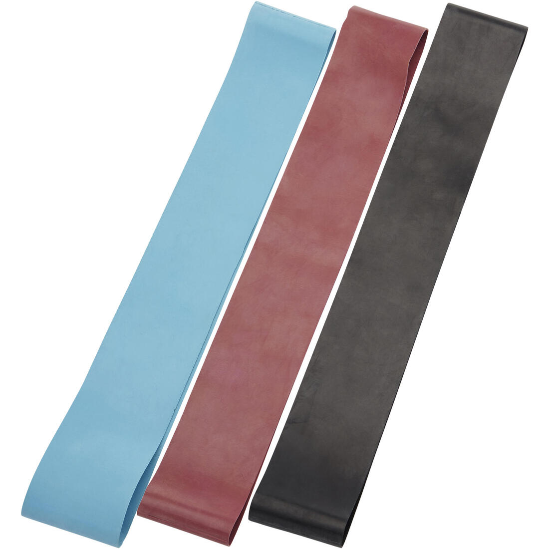 Kit x3 élastiques fitness résistance 5-6-7 kg, bleu/ bordeaux/ noir