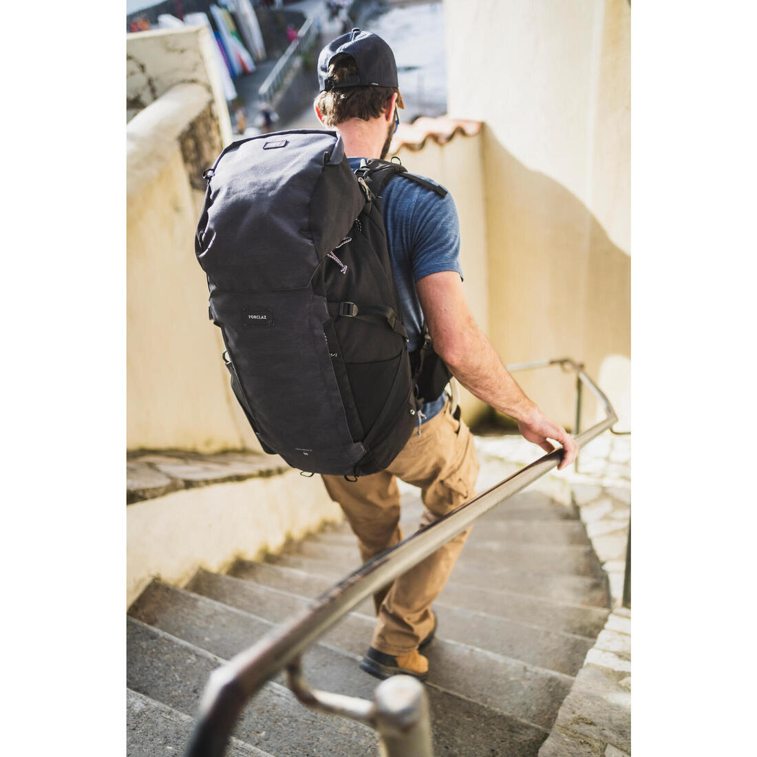 Sac à dos de voyage ouverture valise 50+6L homme, Travel 900 gris