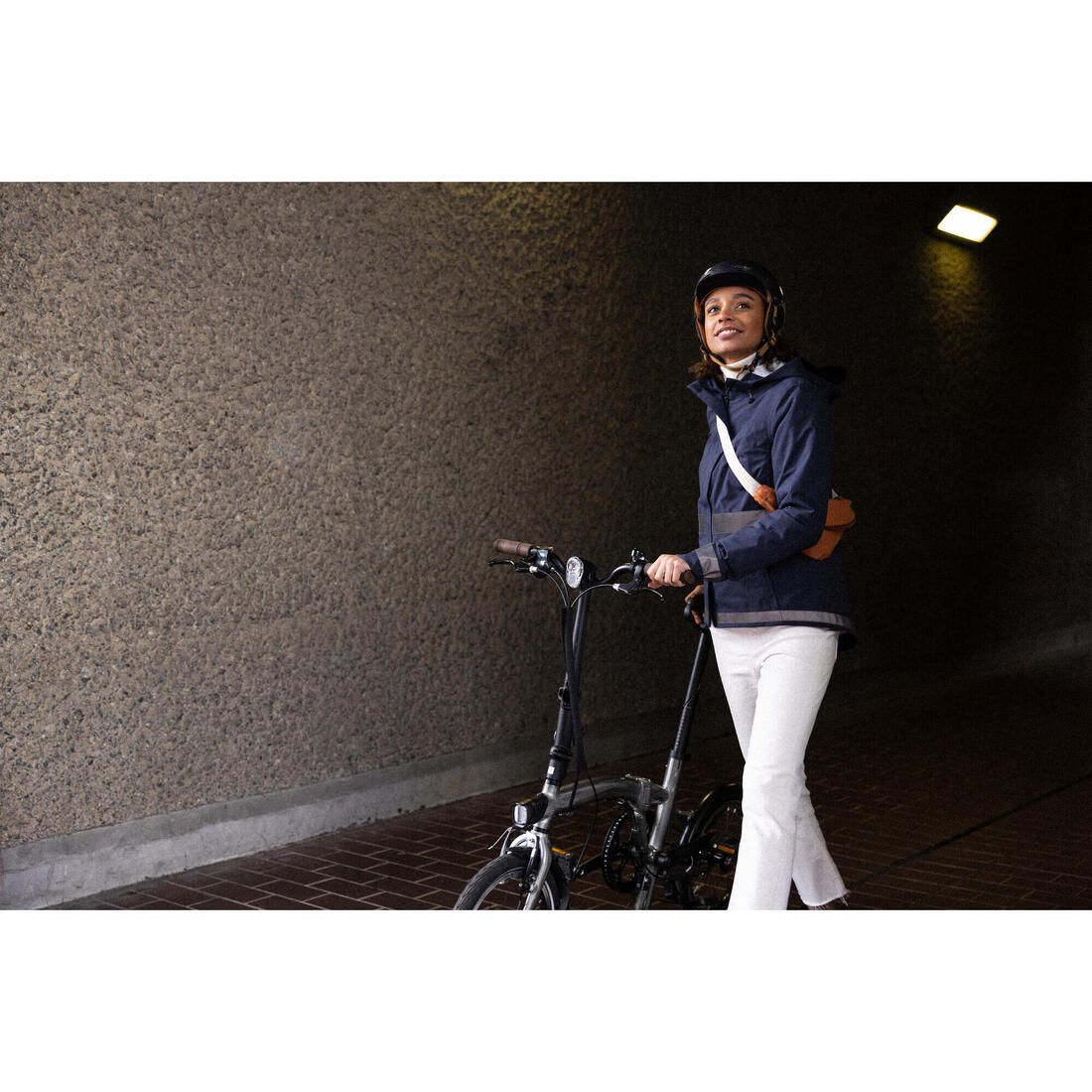VESTE PLUIE VELO VILLE VISIBILITE NUIT 540 FEMME BLEU MARINE