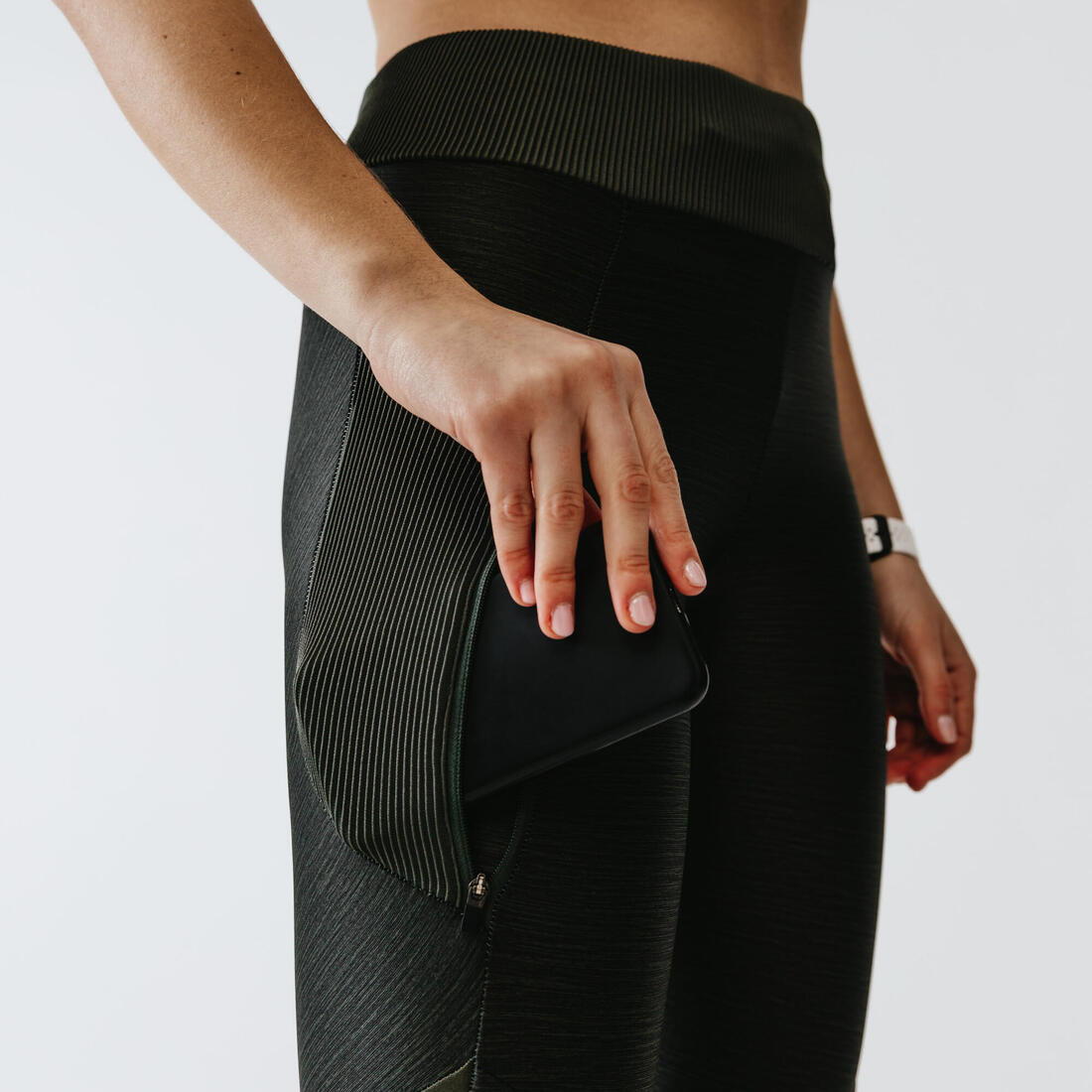 Legging court running respirant femme - Dry+ Feel noir