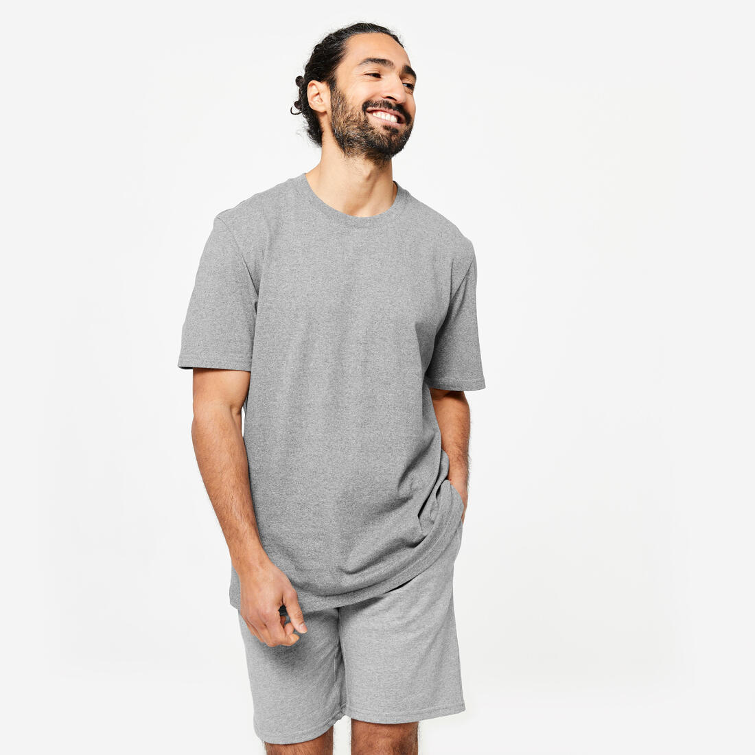 T-shirt de fitness coton homme, gris