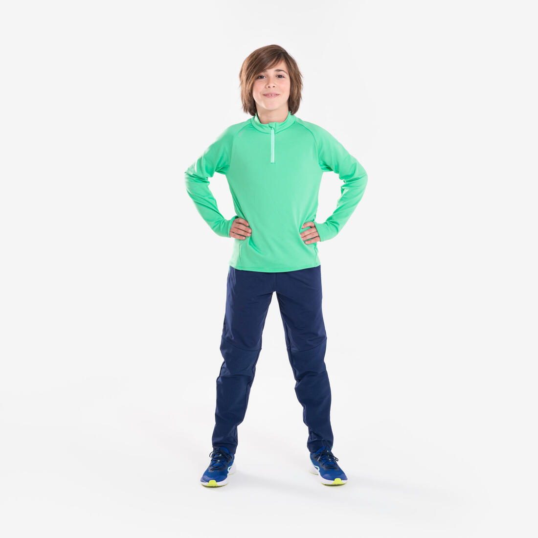Pantalon de running  Chaud avec Zip Enfant, KIPRUN PANTS WARM 900 marine