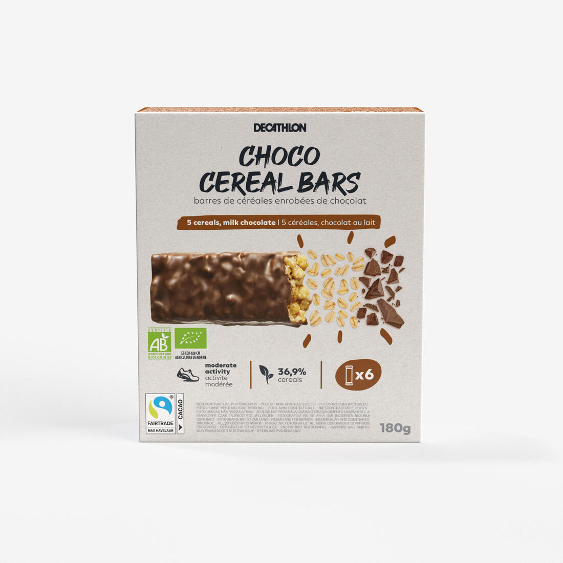 Barres de céréales bio cacahuètes caramel enrobées chocolat au lait x6