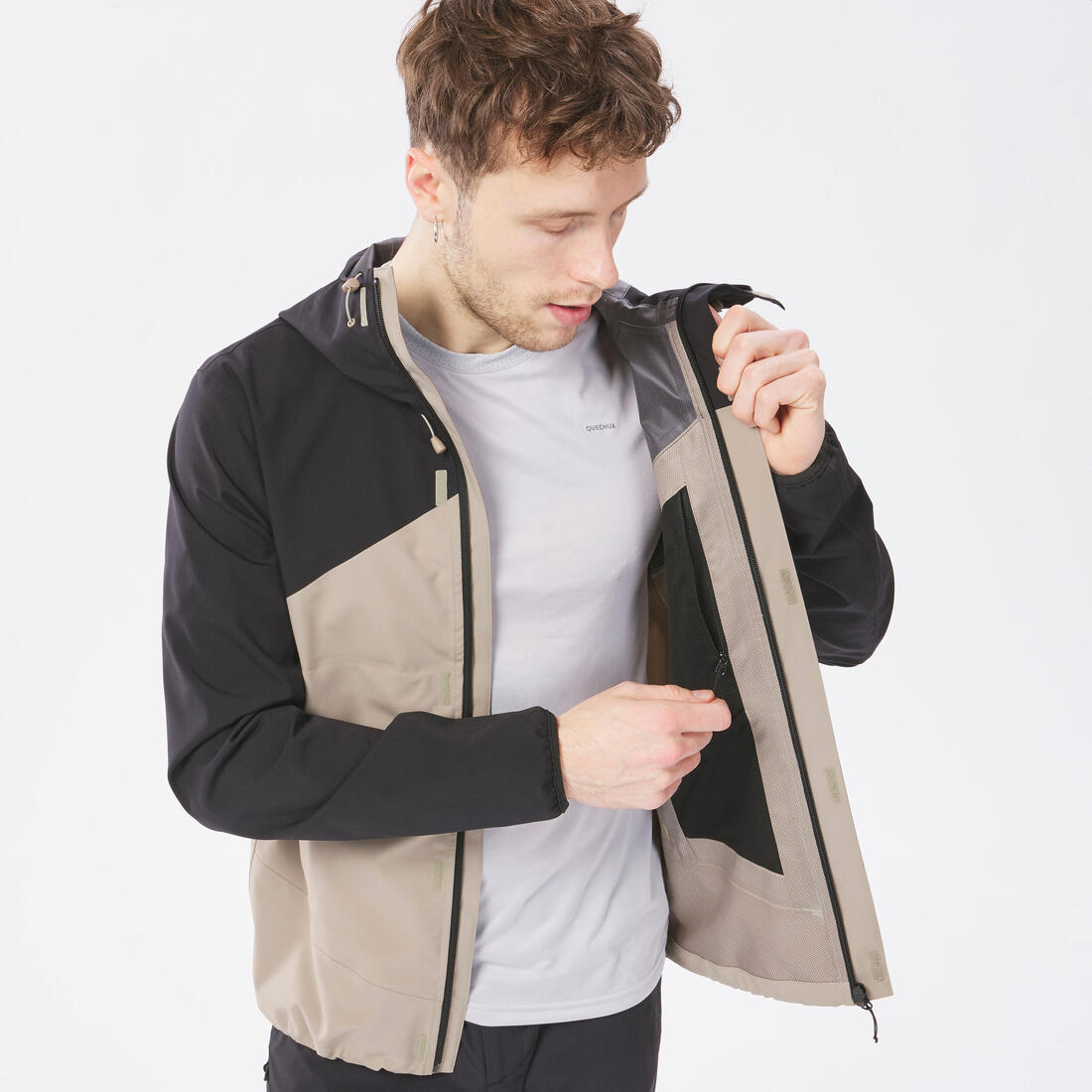 Veste de randonnée imperméable et légère homme, MH100 bleu foncé