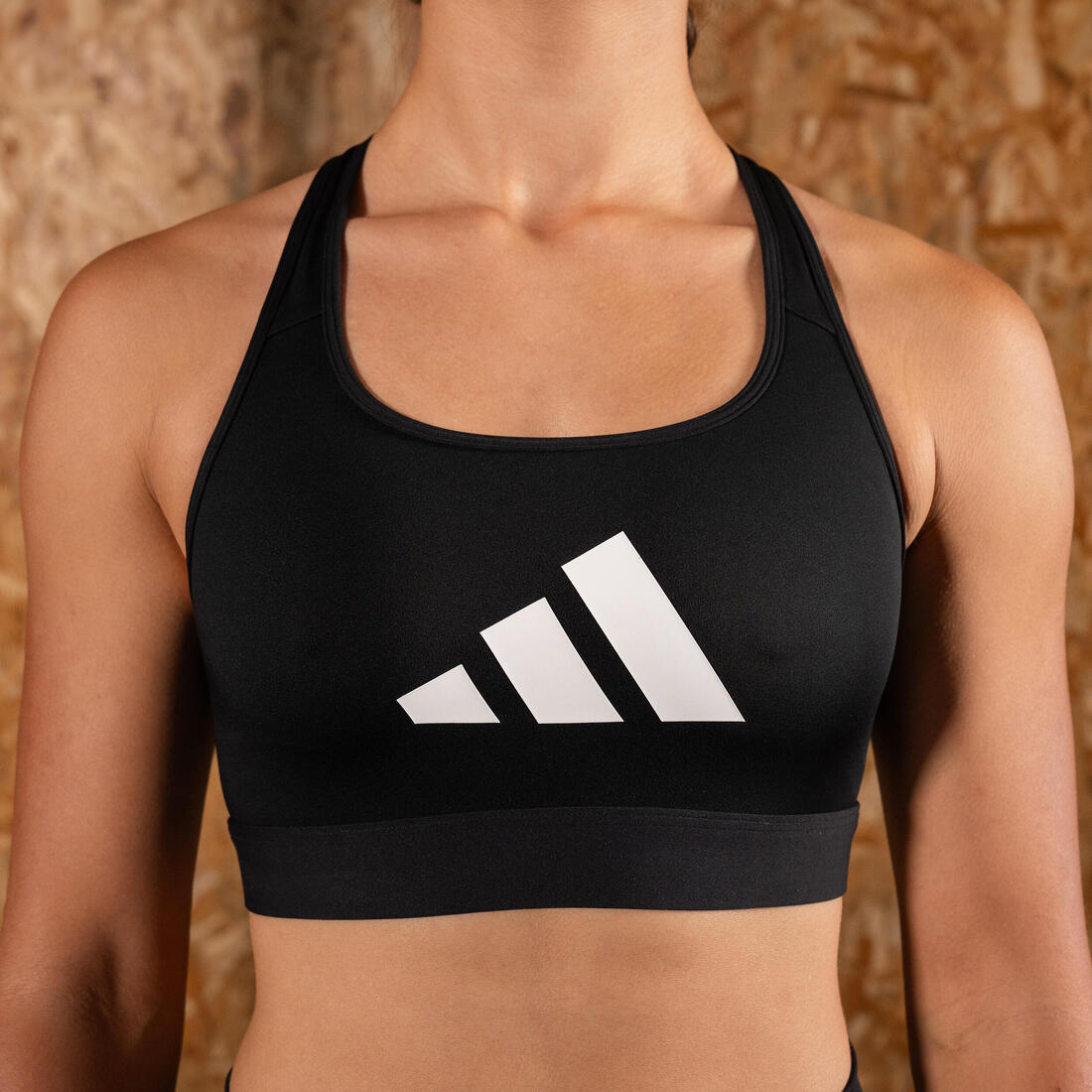 Brassière imprimé logo Adidas femme - noir